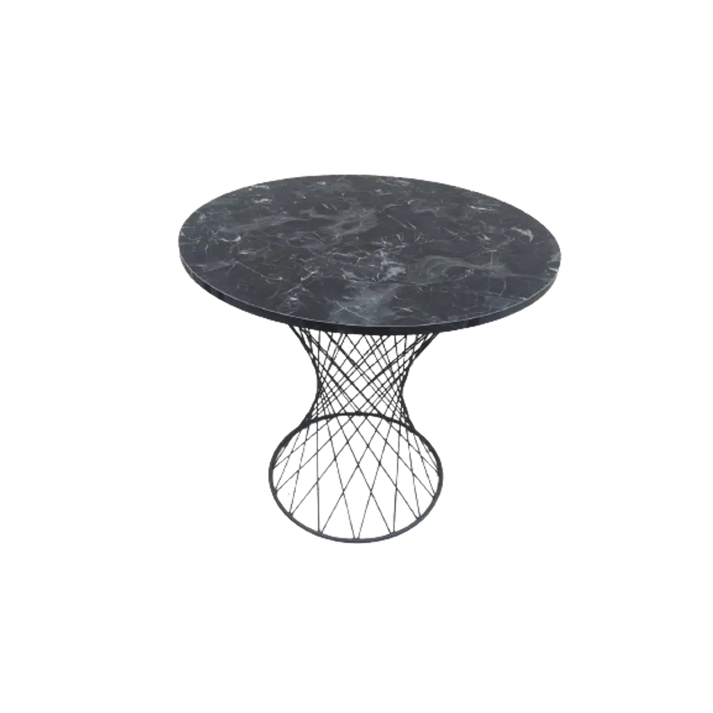 Masa 17445 OPTİMALY tel sepet POTA Model Metal Çelik Siyah mermer tabla El Yapım