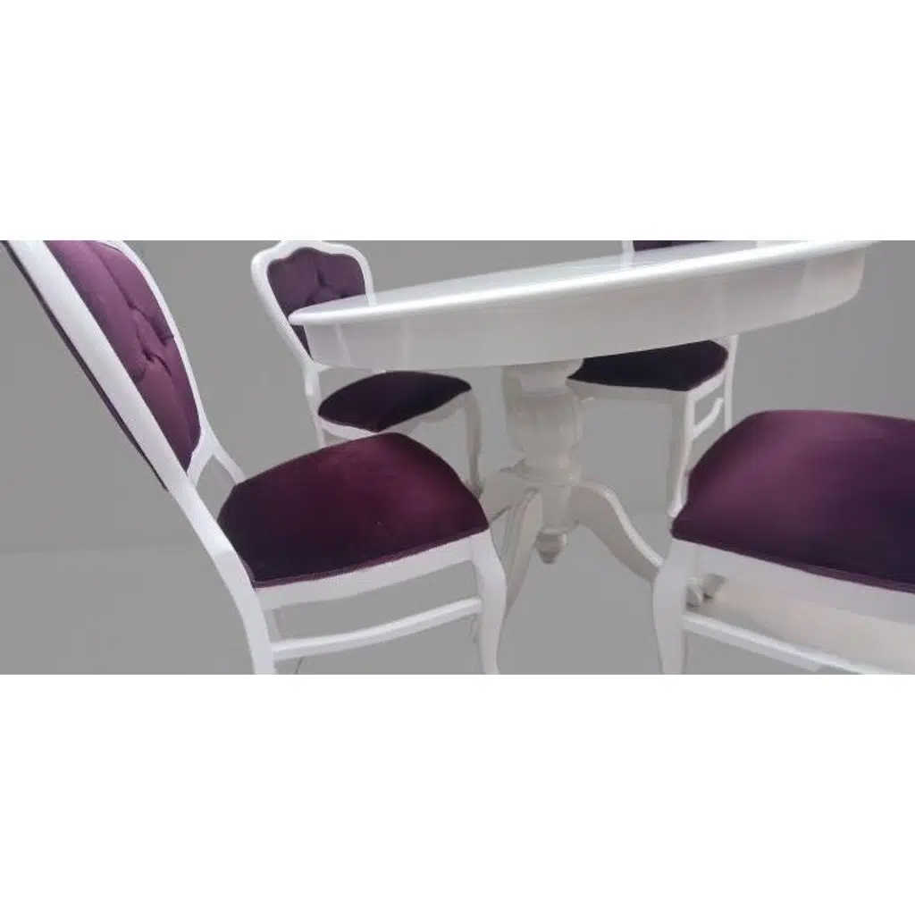 Masa Sandalye 90148 Tk Ihlamur Baba Ayak Model Parlak beyaz MDF Tabla 100 Açılır