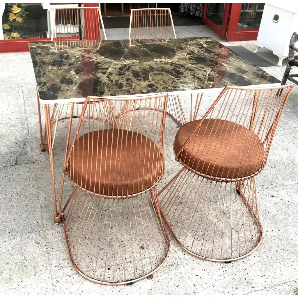 Masa 13798 TEL Sandaly Tk Metal ROSE Bakır Japon ayk MDF siyh desen Tabla El yapı