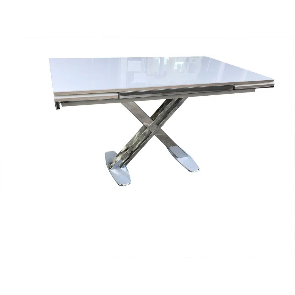 Masa 12628 X AYAK Metal Nikelaj Dikdörtgen Kelebek Yan Açılı TEMPER CAM El yapım