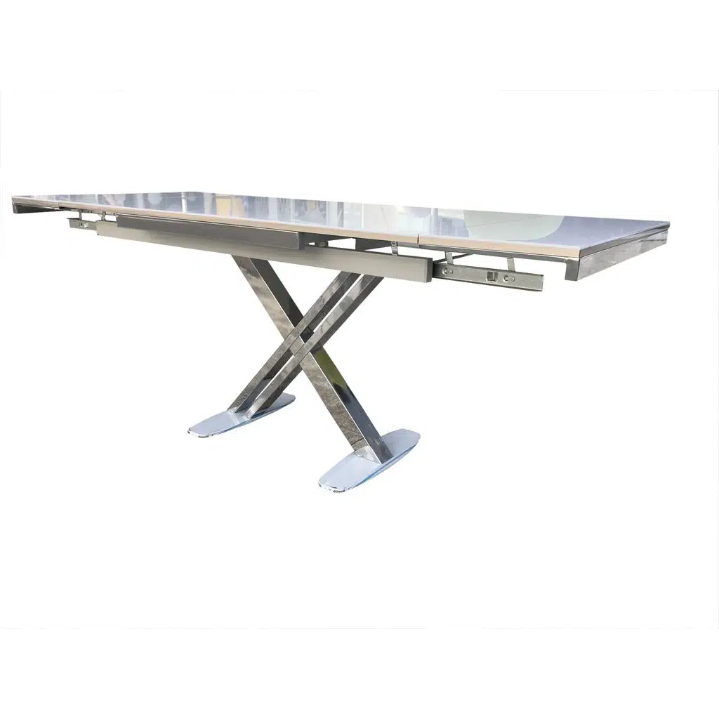 Masa 18110 X AYAK Metal Nikelaj Dikdörtgen Kelebek Yan Açılır Cam tabla El yapım