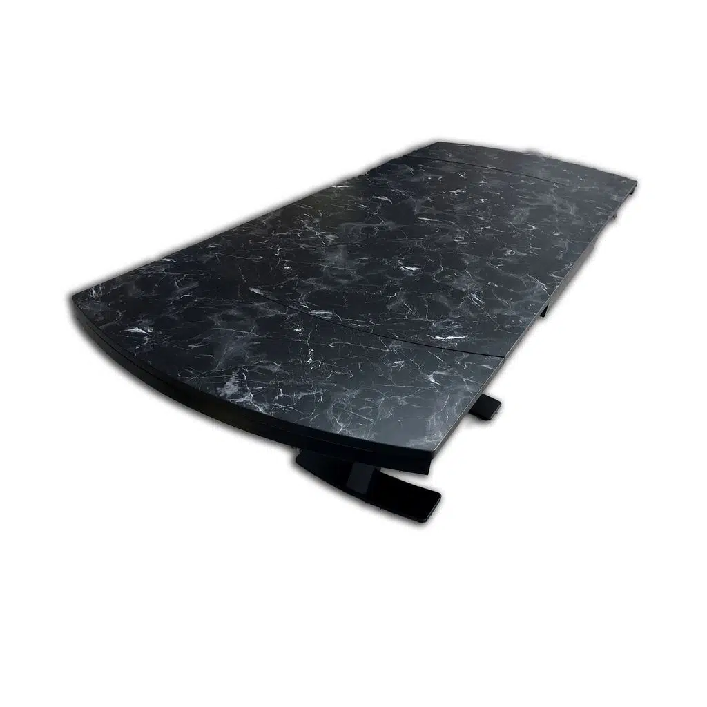 Masa 18109 X AYAK Model Metal Nikelaj Dikdörtgen Yan Açılı Siyah mermer MDF Tabla