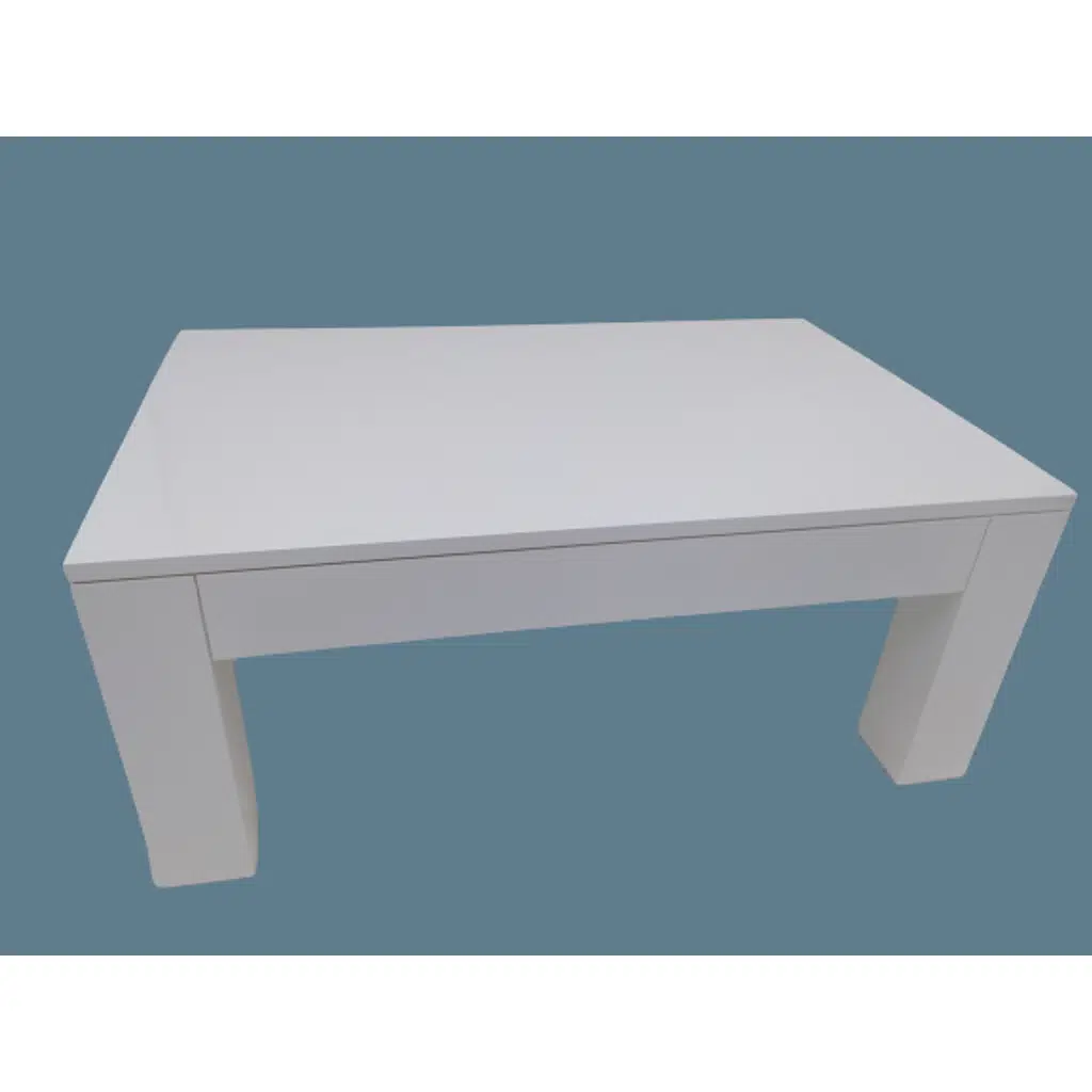Orta Sehpa 14568 Küt Model Ahşap Kutu Ayak MDF Parlak Beyaz Lake Boya Tabla 