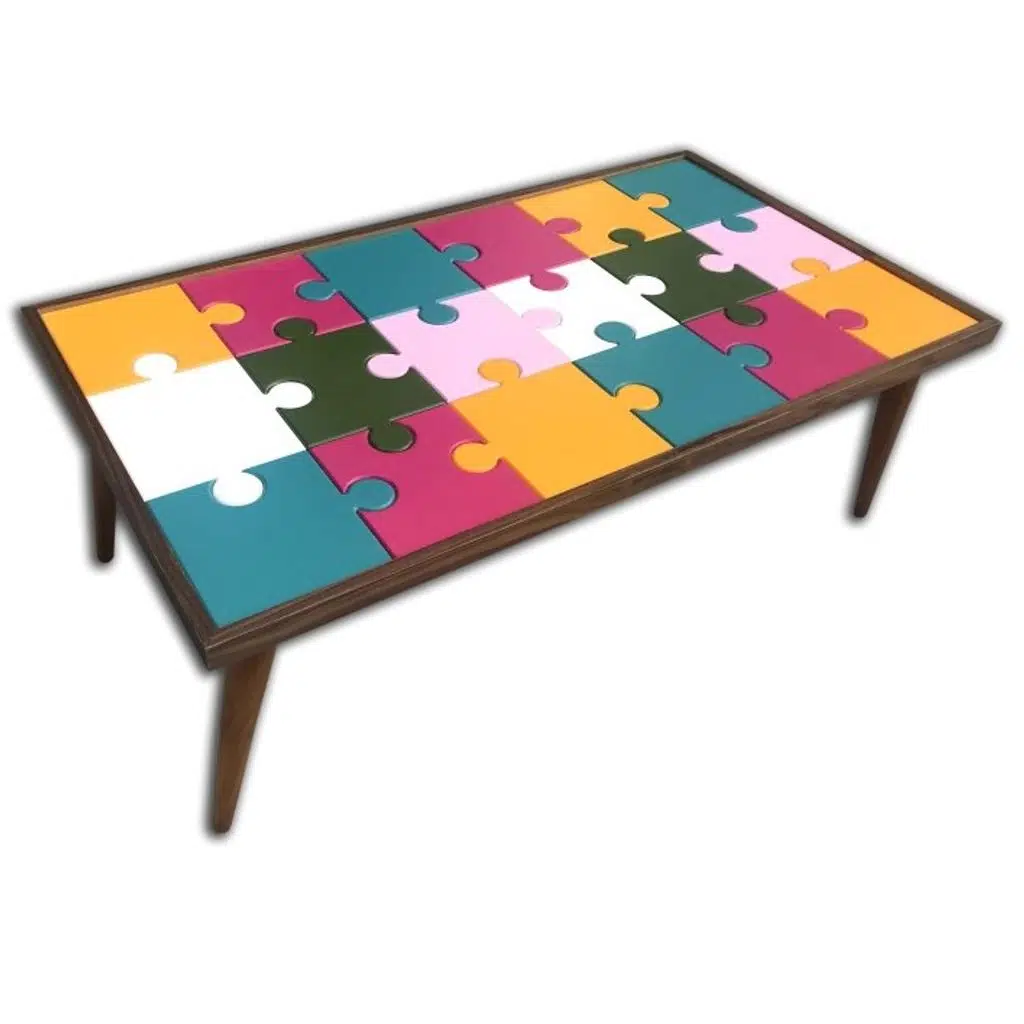 Orta Sehpa 17982 PUZZLE Bulmaca Kayın Retro Ayak cam Çocuk gelişimine Destek Ürün