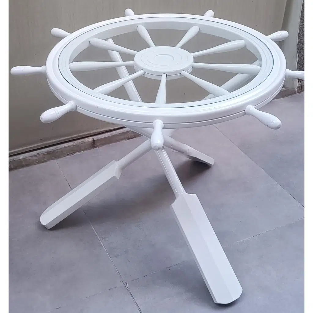 Orta sehpa 18030 Dümen Model Ahşap Çapraz X Ayak Parlak Beyaz Lake Boya El Yapım 
