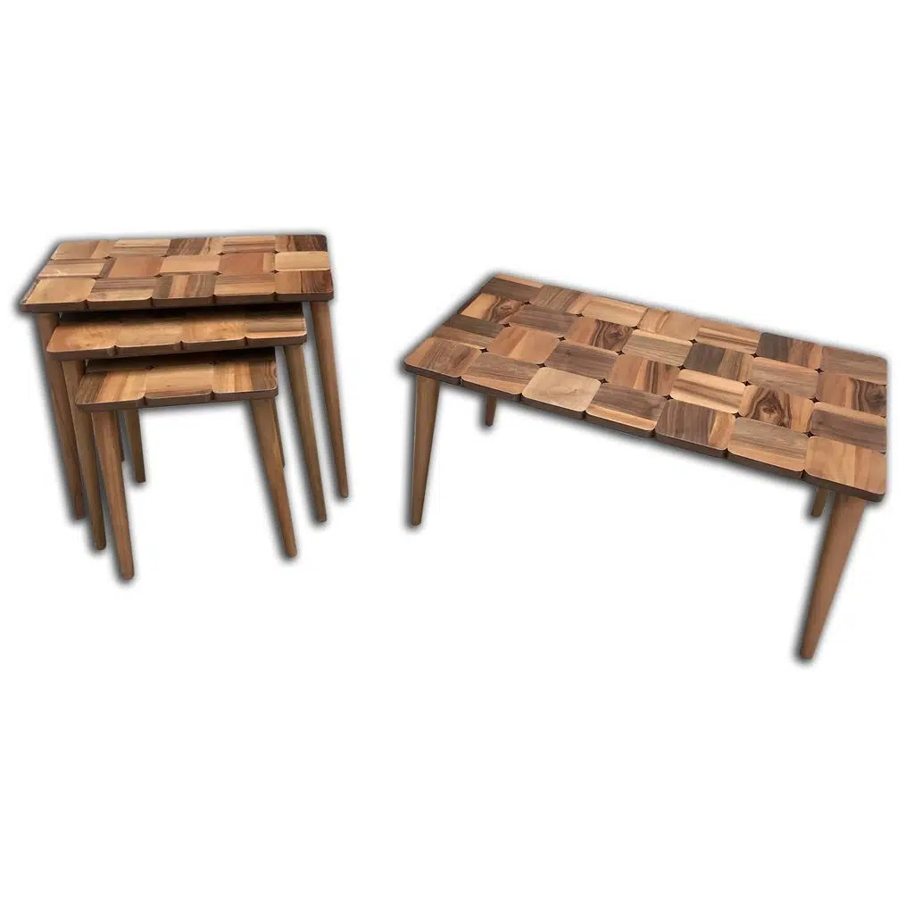 Orta sehpa-zigon 13789 ST KARELİ Tabla Kayın Retro Ayak Parlak Açık Ceviz Natüre