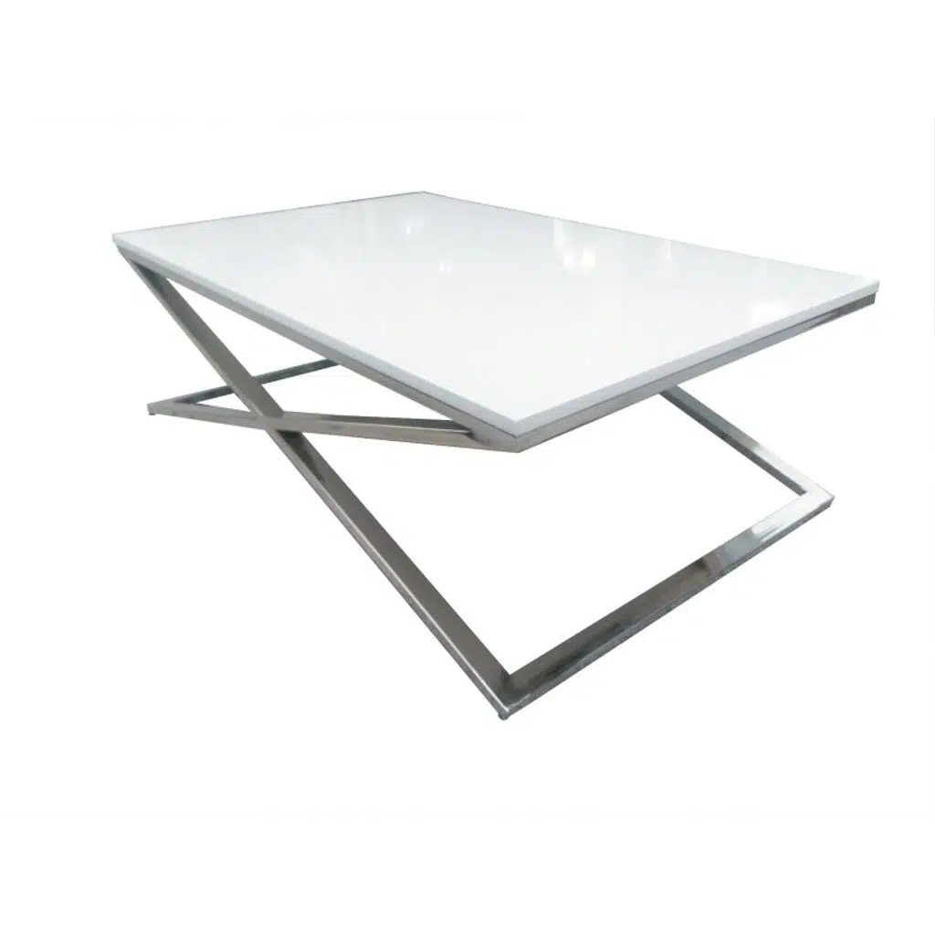 Orta Sehpa 13917 X ST Çapraz Model Metal Nikelaj Ayak Parlak Boya Tabla El Yapım