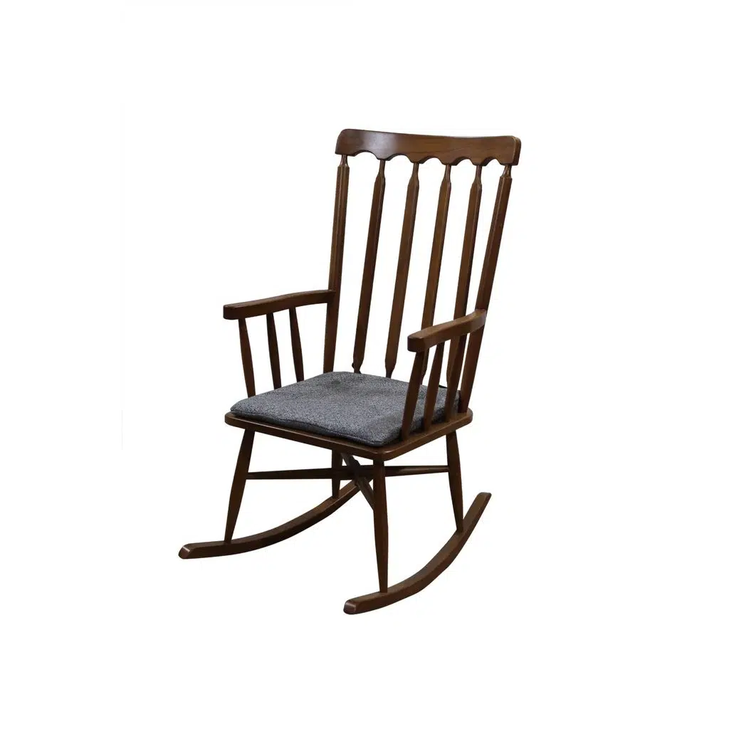 Sandalye 14602 Sallanan Model Bambu Kayın CEVİZ Lake Örgü kumaş minder El yapım