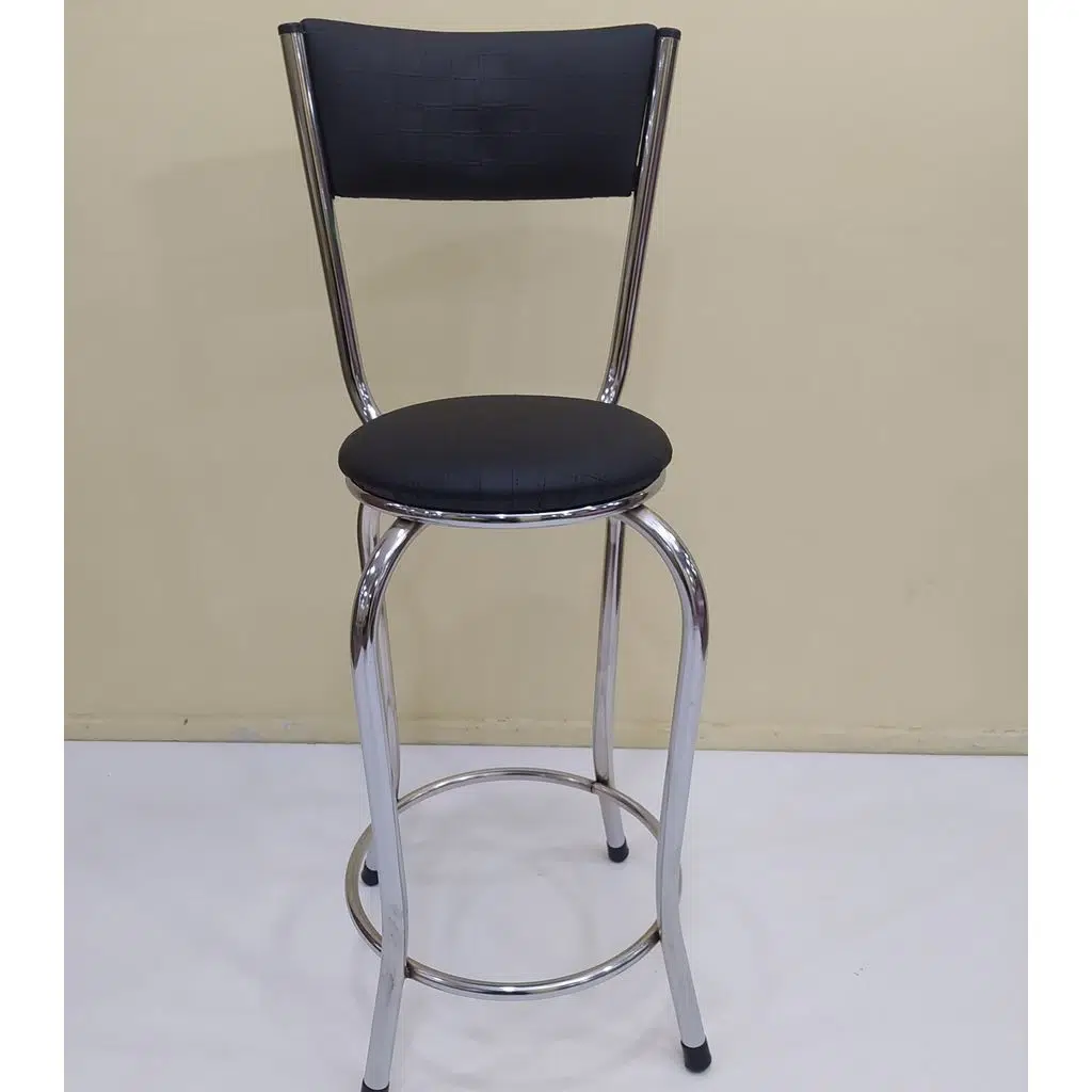 Sandalye 12748 BAR Tipi Yüksek Model 1ad SİYAH Suni deri döşem Metal krom El yapı
