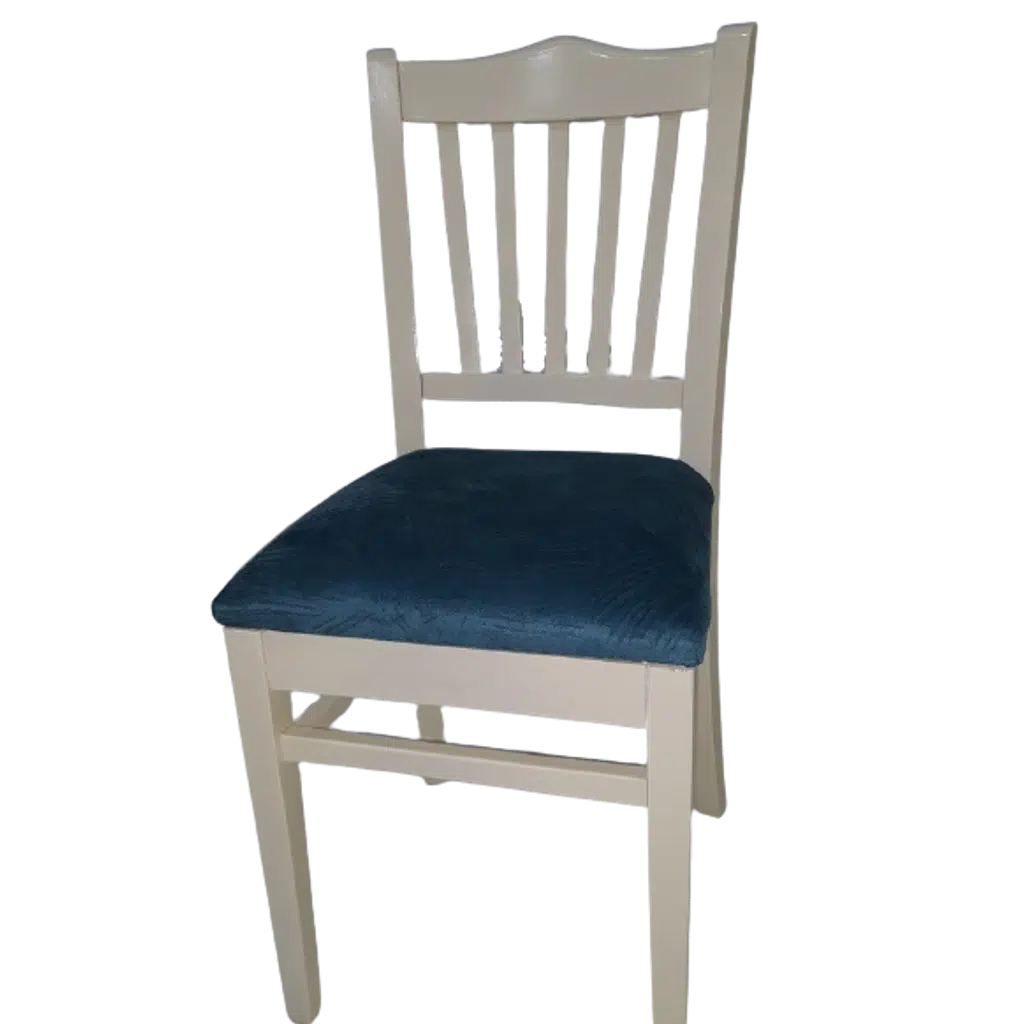 Sandalye17998 ÇITA Kayın MODEL RETRO Ayak parlak Mavi örgü döşeme kumaş El Yapım