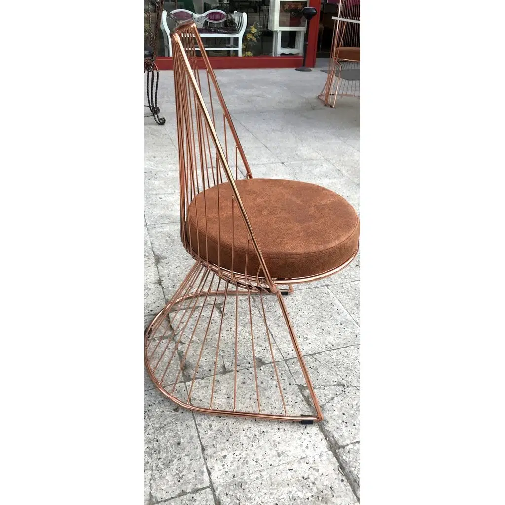 Sandalye 18009 İSTANBUL TEL Model Metal ROSE Kaplam Kiremit RENK döşeme El yapım