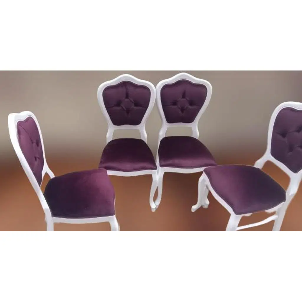 Sandalye 90147 Klasik Model Kayın Aslan ayak Parlak Beyaz babyface kumaş El Yapım