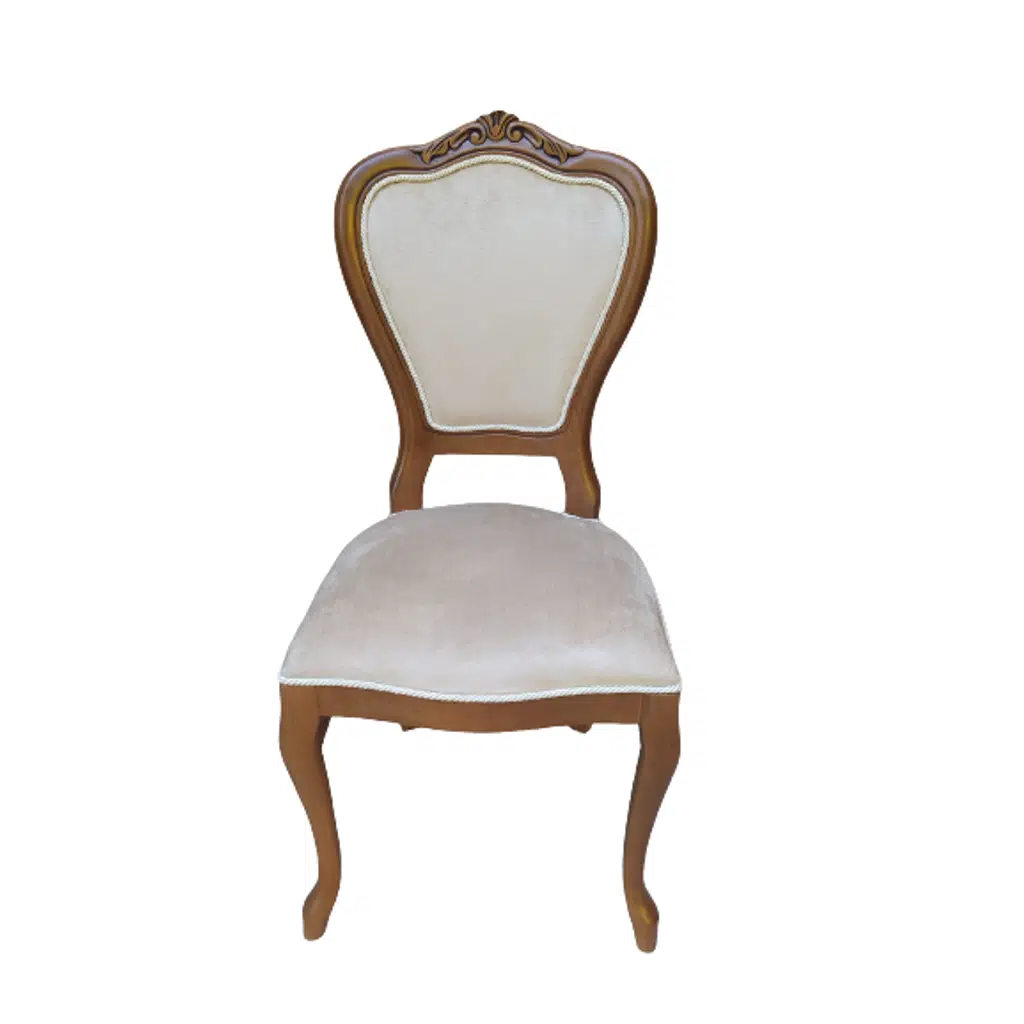Sandalye 18496 Klasik Model Kayın Aslan ayak ceviz babyface kumaş Oyma El yapım