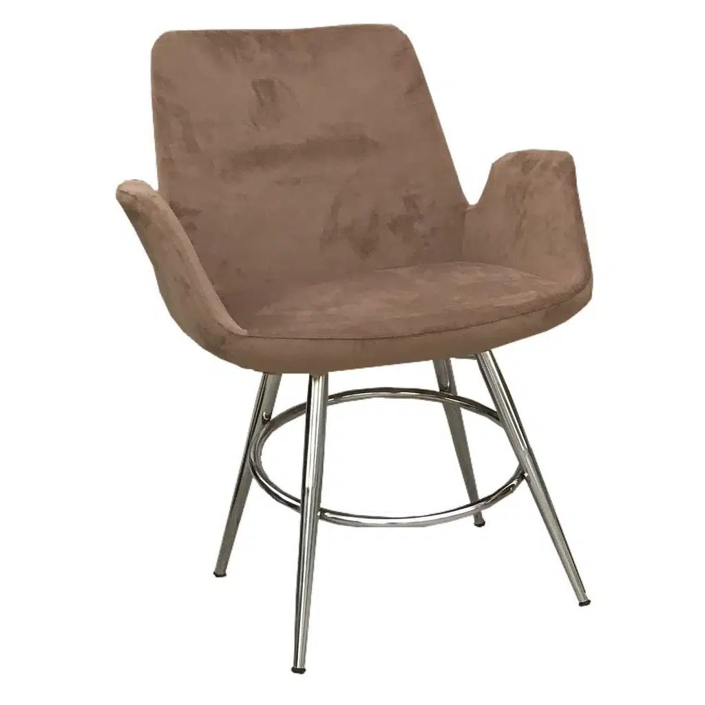 Sandalye 14177 MAKİ Kollu Kahve Model POLİÜRETAN Metal Nikelaj Babyface kumaş