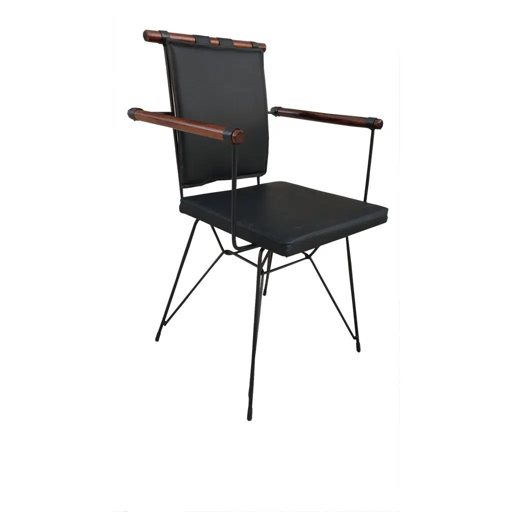 Sandalye 13701 PENYEZ Model Metal Siyah fırın Boya Suni Deri Balkon-Bahçe Elyapım