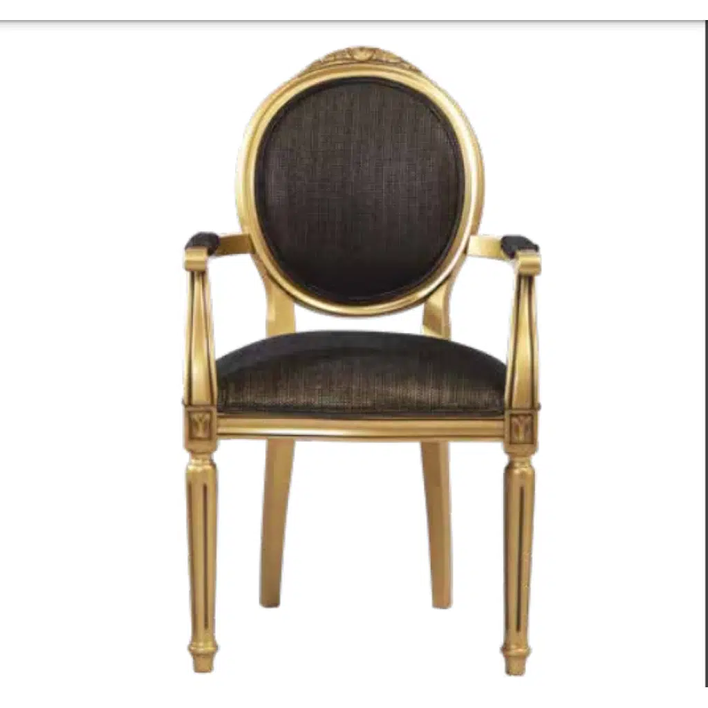 Sandalye 19774 Zus2149 Çizgili Madalyon Model Tam Kolçak Gold renk Örgü Kumaş