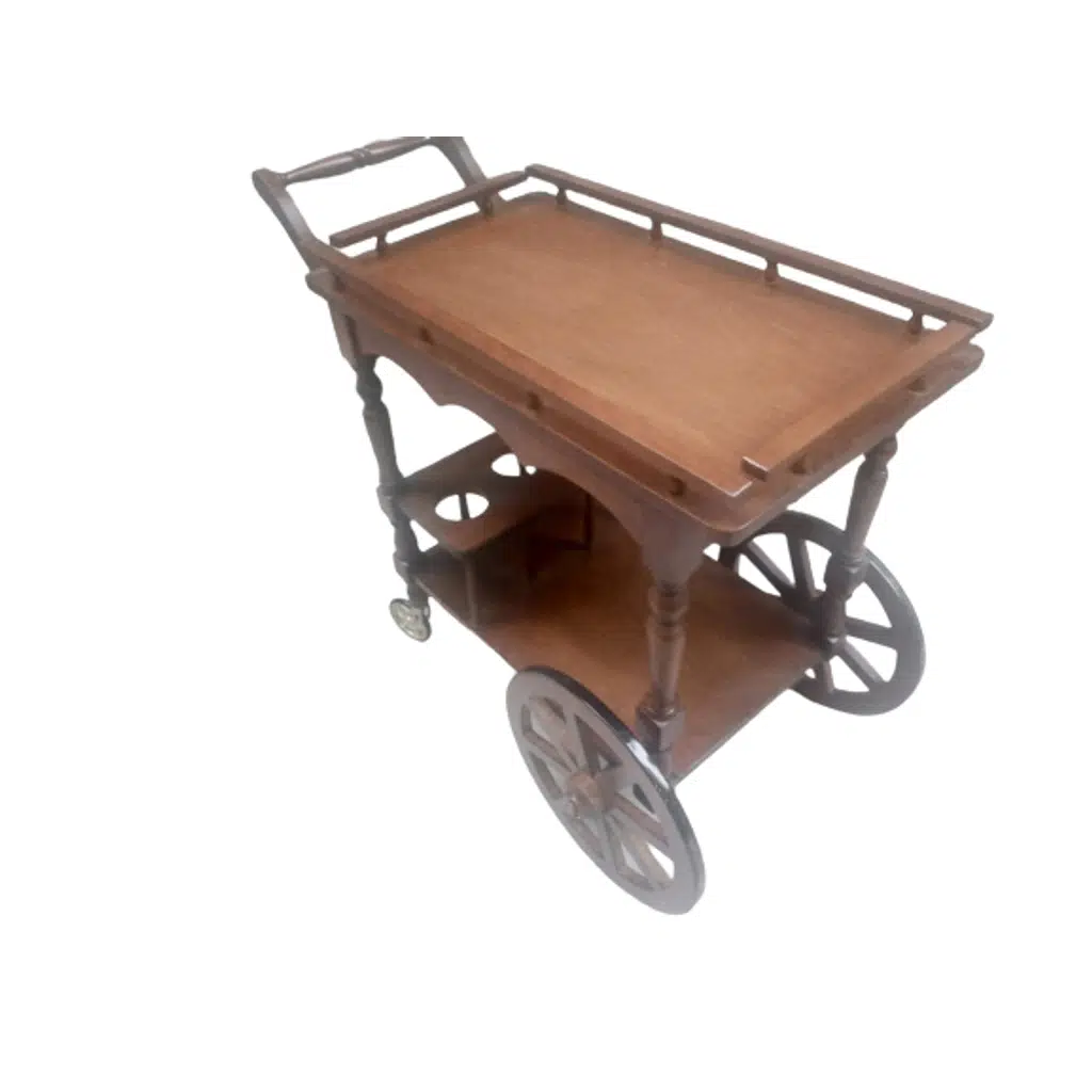 Servis Araba sehpa 19394 Büyük Teker Model Kayın Natüre ceviz Boya Yemek Dağıtım