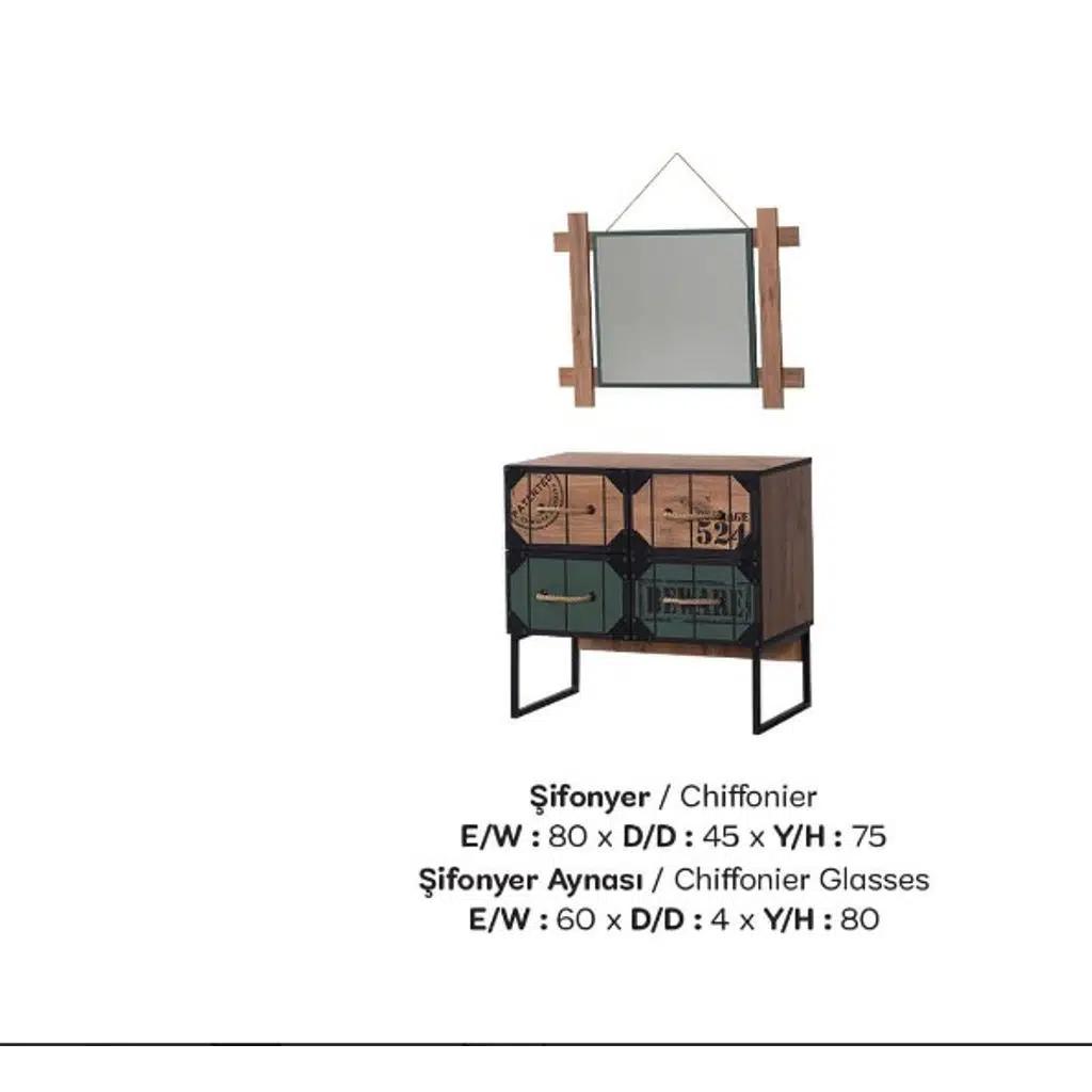 Şifonyer ve Ayna 18391 Urlu LOFT Model 1 Kalite Metal-Suntalem Demonte Ürün 