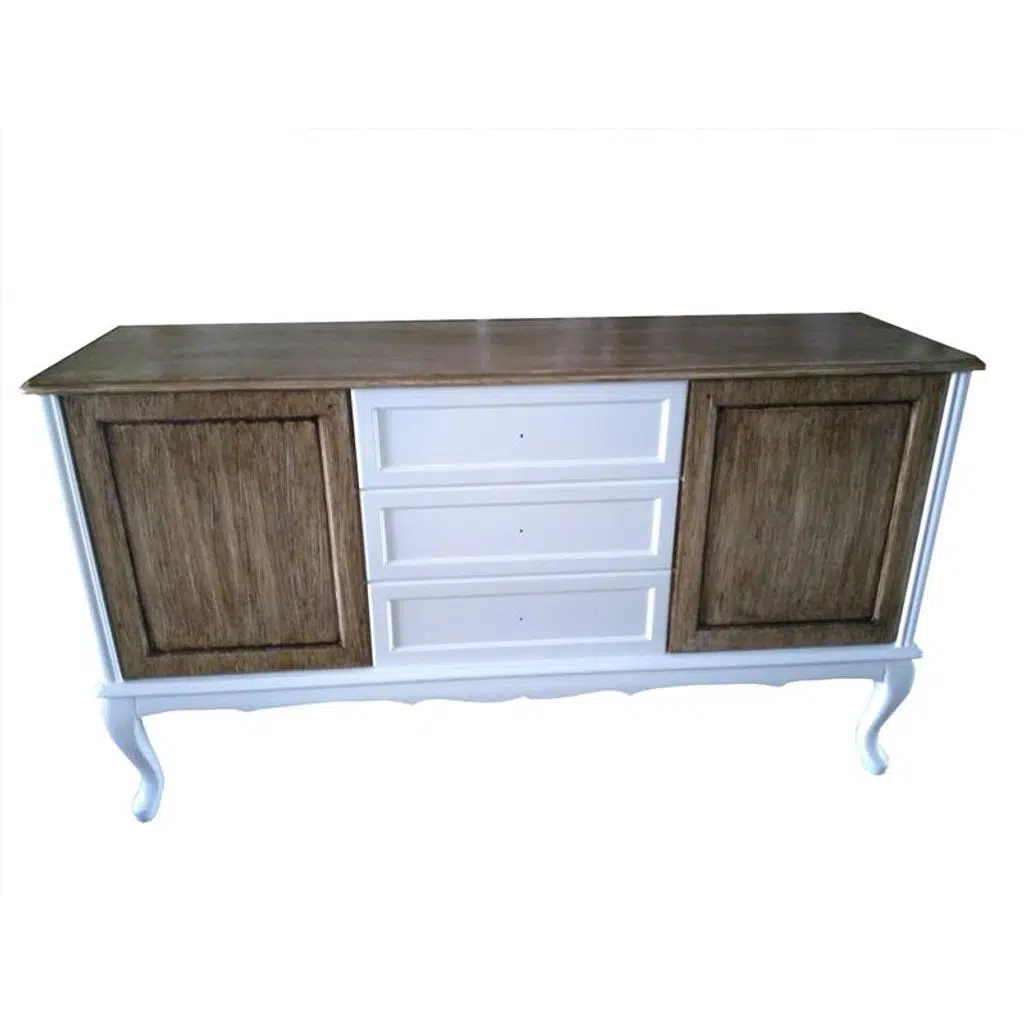 Tv Sehpa ST 17930 Konsol Model MDF Üzeri Ceviz Kaplama Parlak Beyaz ceviz El Yapı