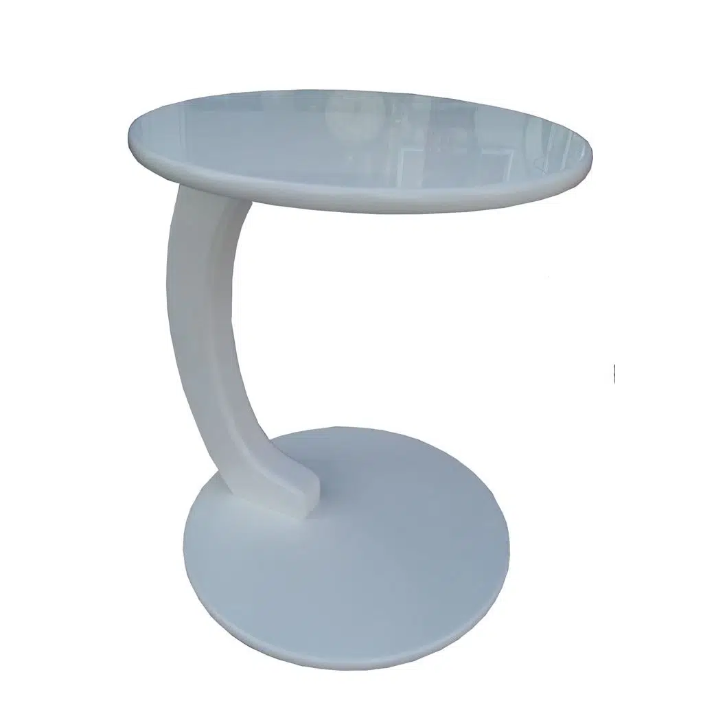 Ufo C 12624 ST Sehpa MDF Parlak BEYAZ Altı Tekerlek Kanepede Oturarak Çalışma EL yapım