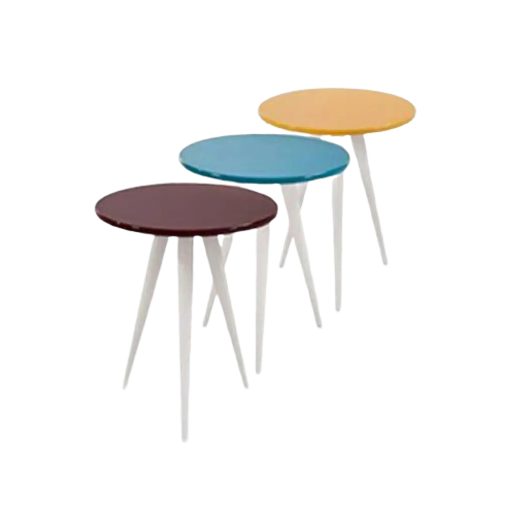 Zigon ST 3Ayak13556 3Renk Model Sehpa Kayın Torna RETRO Ayak MDF tabla El Yapım