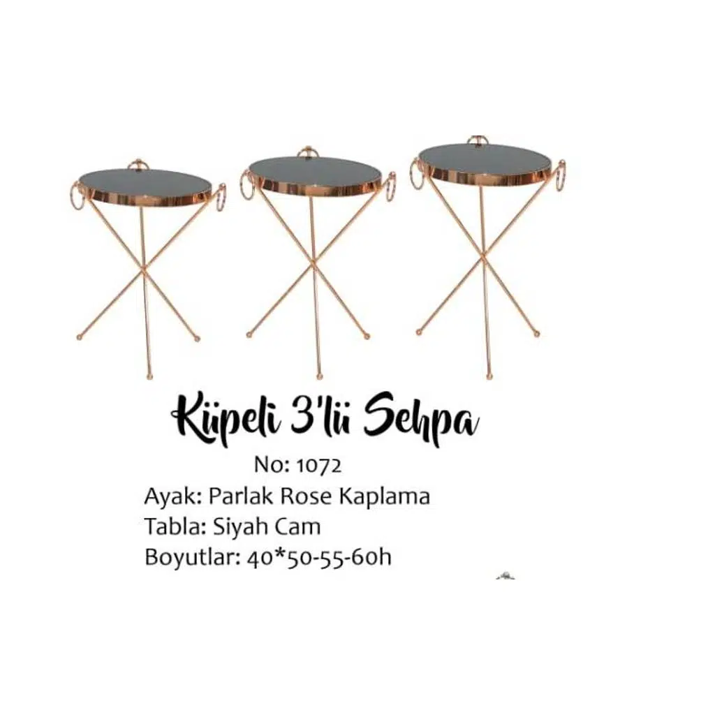 Brc Zigon Küpe13300 Metal Bakır roza renk ayak Kırılmaz Temper Siyah cam El Yapım