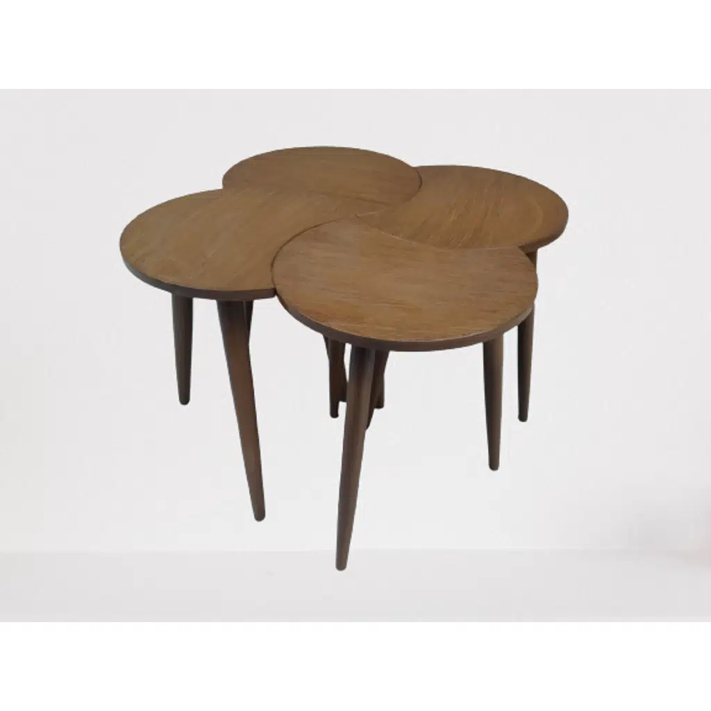 Zigon-Orta 19618 Sehpa Takım HİLAL Model Parlak Ceviz Kayın RETRO Ayak El Yapım