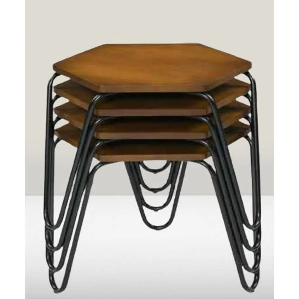 Zigon OSM 117940 PETEK Model Metal Nikelaj V Ayak CEVİZ RENK Tabla El Yapım