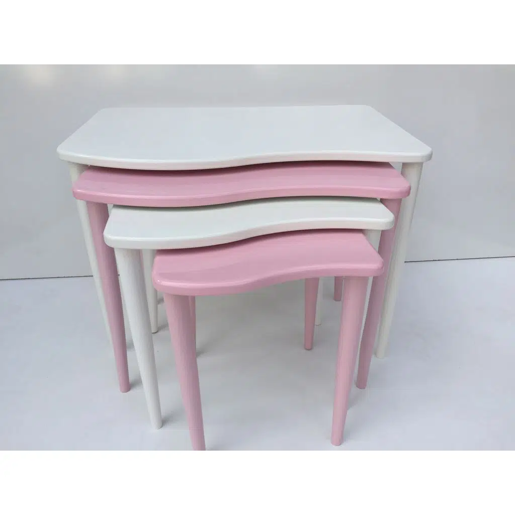 Zigon 17643 S Model Kayın RETRO Ayak Parlak pembe-beyaz renk MDF Tabla El Yapı