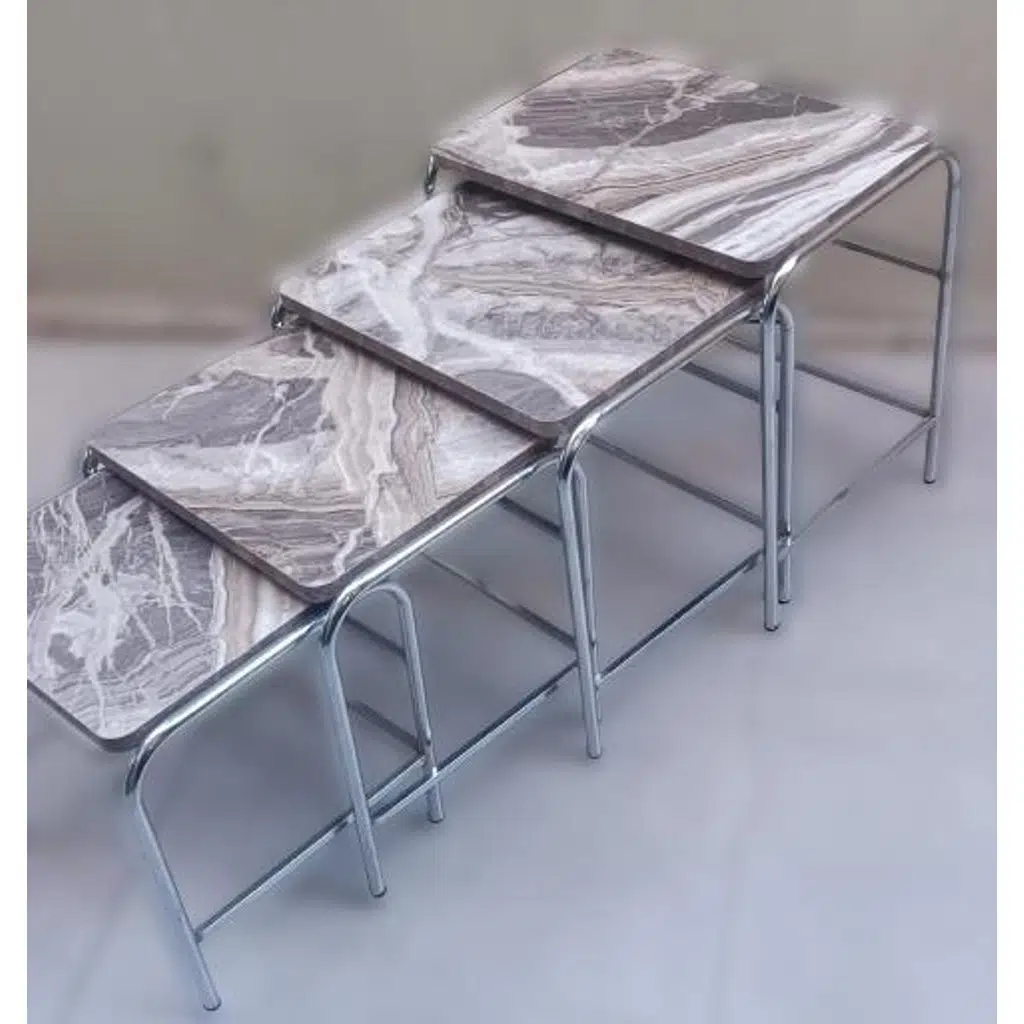 Zigon 134003 Sehpa Demet Model Metal Nikelaj Ayak Mermer Dalgalı Desen El Yapım