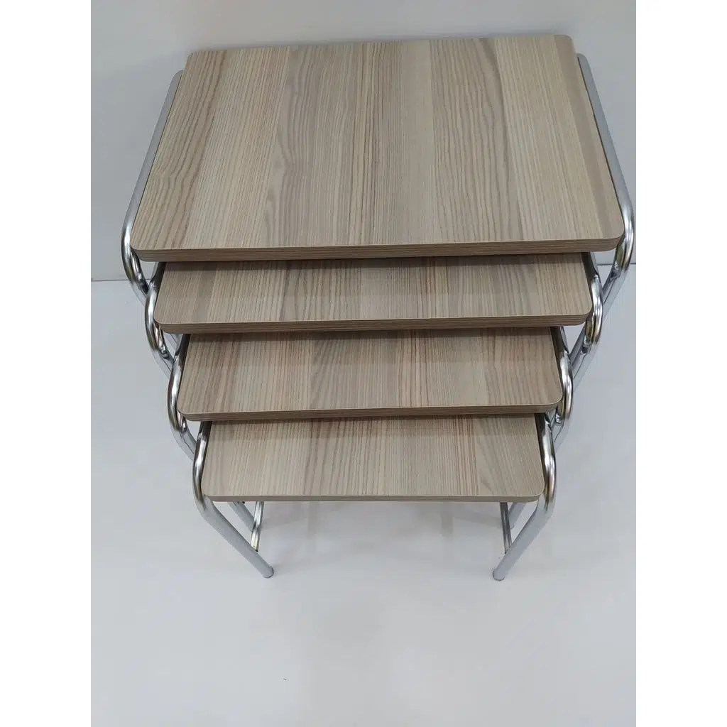 Zigon 14004 Sehpa demet Metal Model Nikelaj Ayak Hint Ceviz Dalgalı Desen El Yapı