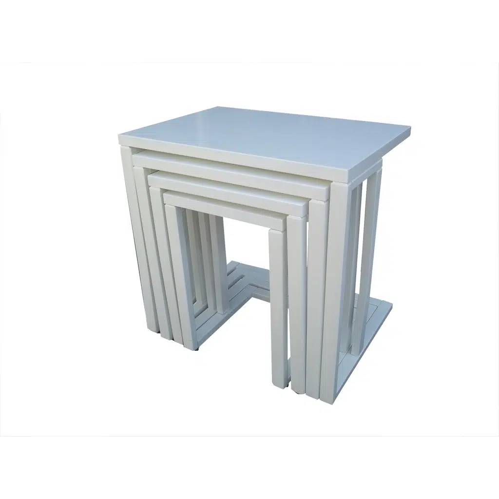 Zigon 18081 ılgz C Model Tekerlek Kayın ayak MDF tabla Parlak beyaz Lake El Yapım