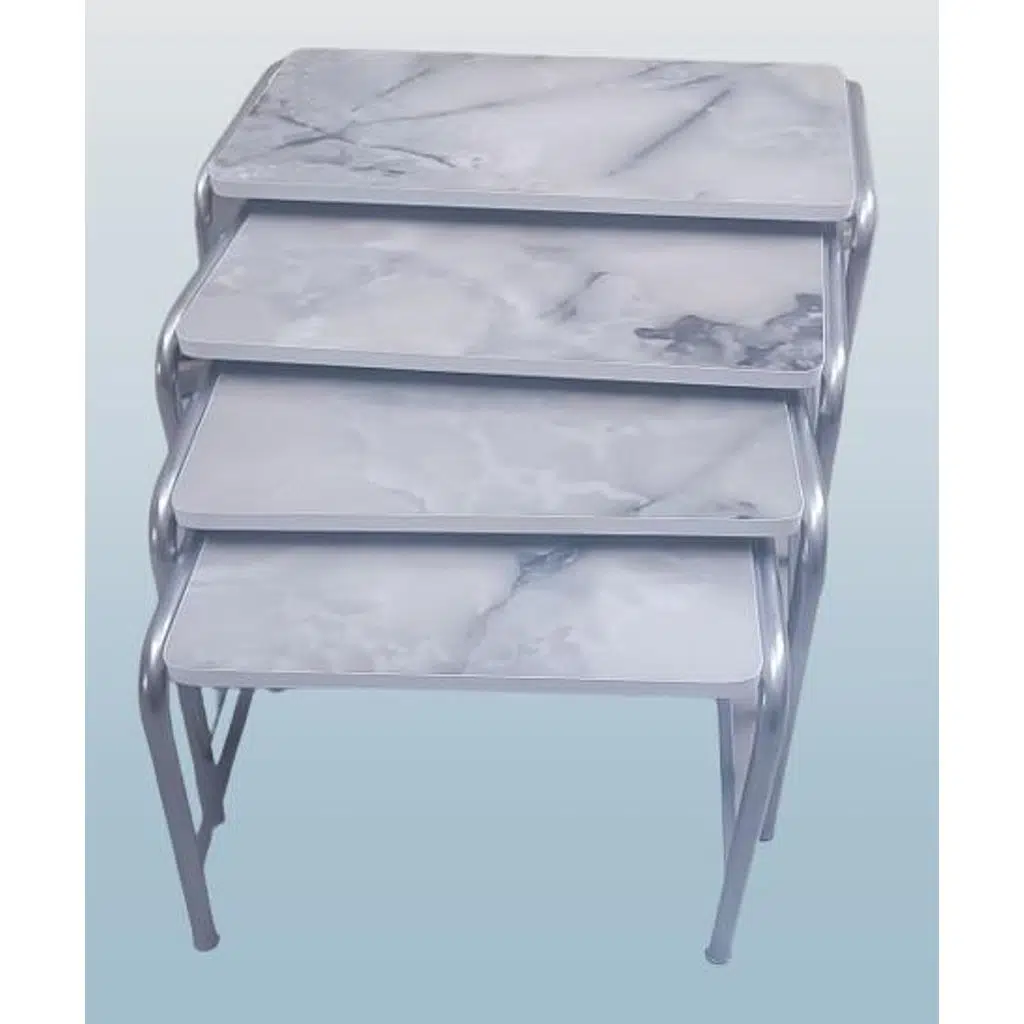 Zigon Sehpa 90220 Demet Metal Model Nikelaj Ayak Ahşp Mermer Dalga Desen El yapım