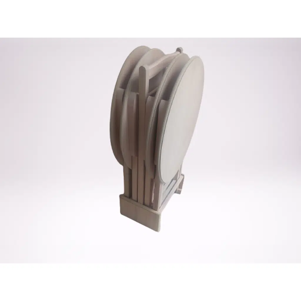 Zigon Çanta Sehpa 18206 Oval BEYAZ ahşap MDF İnce Torna ayak ve gövde El Yapım 