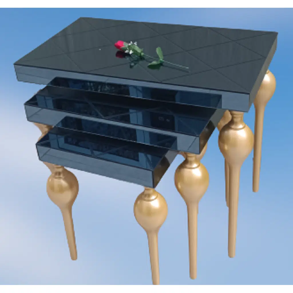 Zigon ILGZ 12620 TOMBUL Model Kayın ayak MDF tabla gold Çizgi Füme cam Kaplama