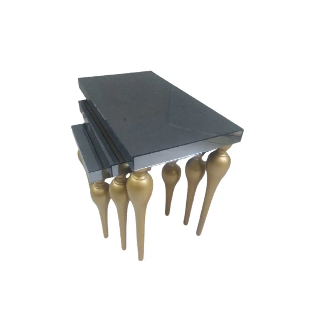 Zigon ILGZ 13874 Tombul ayak Model Kayın MDF tabla Parlak gold Füme cam Kaplam