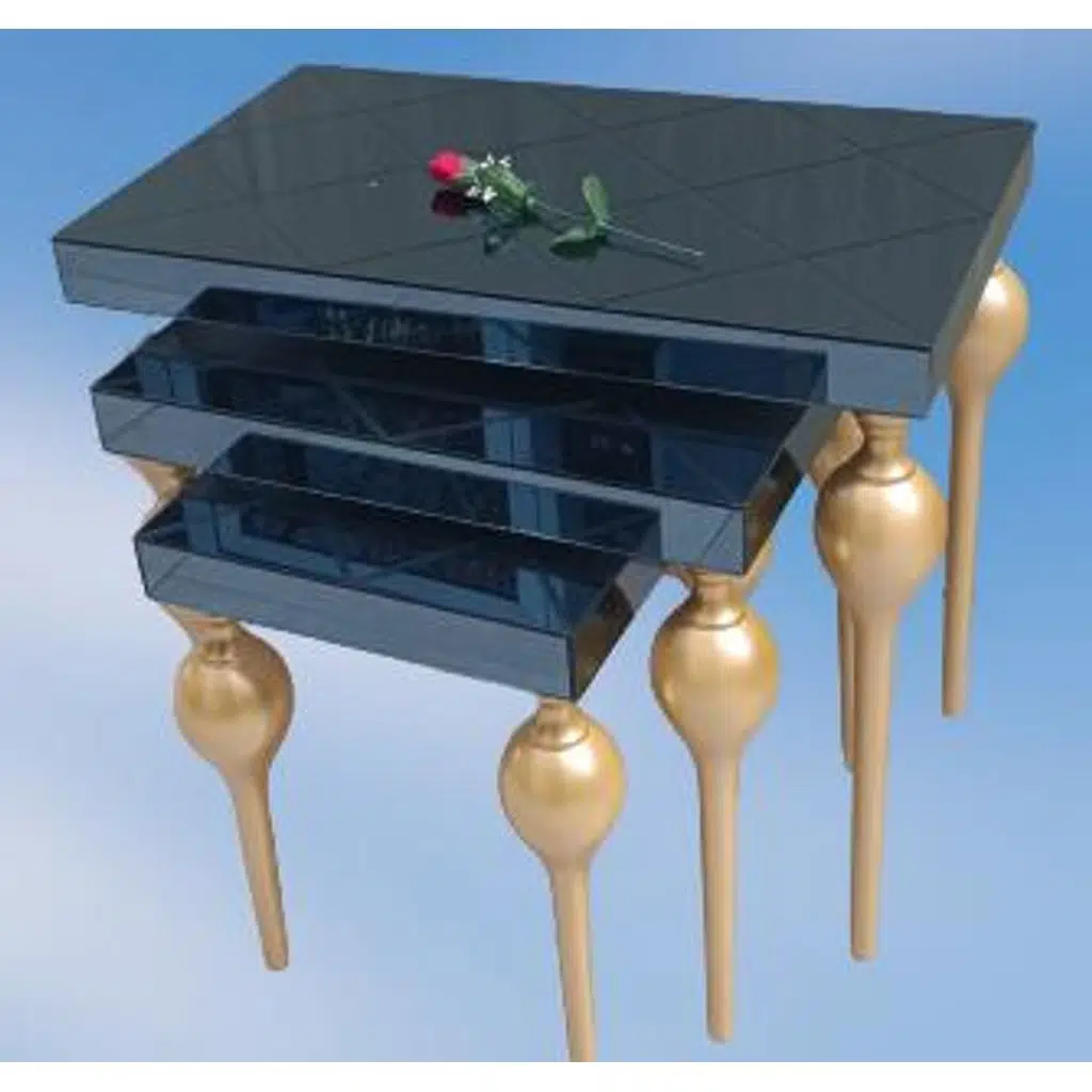 Zigon ILGZ 12618 TOMBUL Model Kayın ayak MDF tabla gold Çizgili Füme cam Kaplama